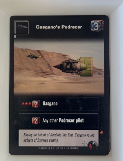 1999 Star Wars Young Jedi CCG #111 Gasgano's Podracer — front