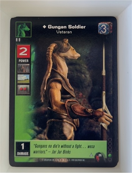 1999 Star Wars Young Jedi The Menace of Darth Maul #26 Gungan Soldier Veteran — front