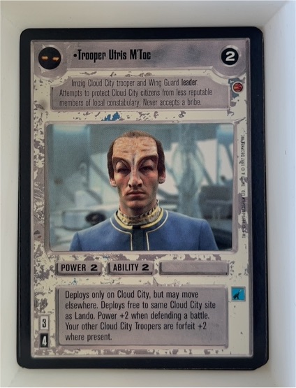 1997 Star Wars Customizable Card Game Trooper Utris M'Toc — front