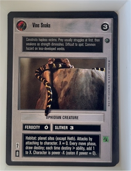 1997 Decipher Star Wars CCG Dagobah Vine Snake #3 Light Side — front
