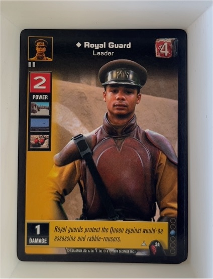 1999 Decipher Star Wars Young Jedi CCG #31 Royal Guard Leader — front