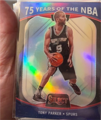 2021-22 Panini Select #64 Tony Parker 75 Years of the NBA Silver Prizm Spurs — front