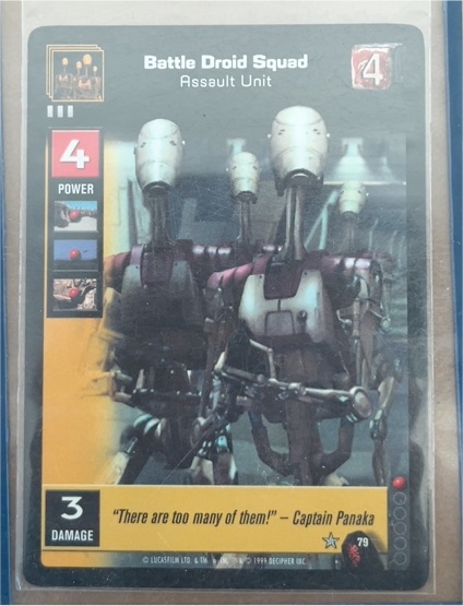 1999 Star Wars Young Jedi CCG #79 Battle Droid Squad Assault Unit — front
