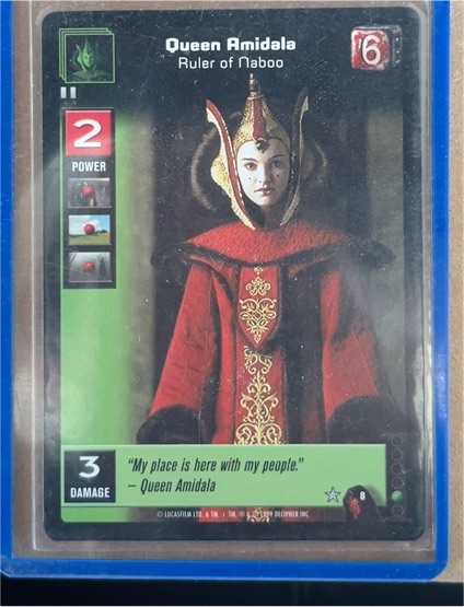 1999 Star Wars Young Jedi CCG #8 Queen Amidala Ruler of Naboo — front