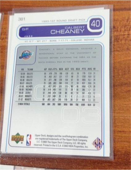 1993-94 Upper Deck #164 Calbert Cheaney — front