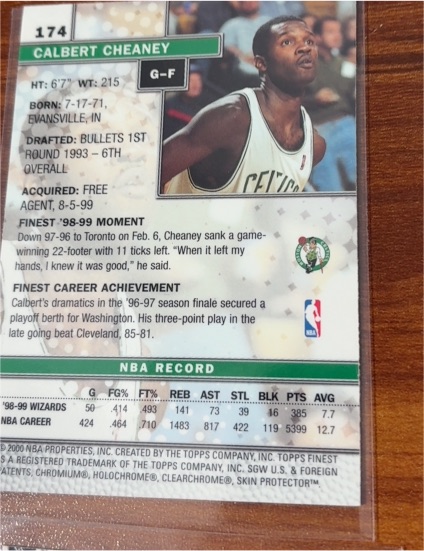 1999-00 Topps Finest #174 Calbert Cheaney — front
