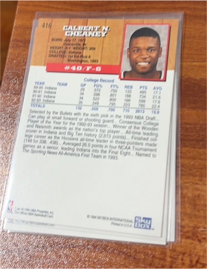 1993-94 Upper Deck #416 Calbert N. Cheaney — front