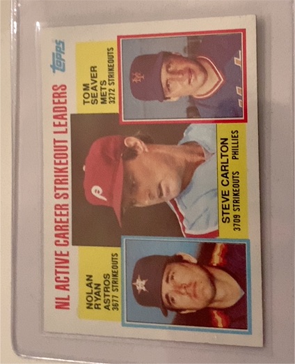 1984 Topps #707 NL Active Career Strikeout Leaders Nolan Ryan Steve Carlton Tom Seaver — front