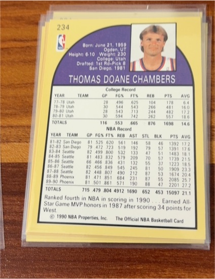 1990 NBA Hoops #234 Thomas Doane Chambers — front