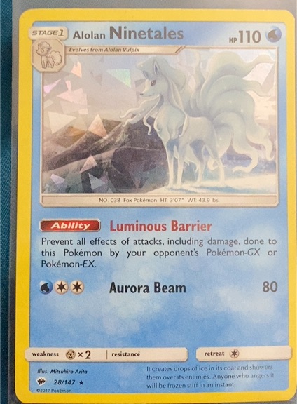 2017 Pokemon TCG Burning Shadows #28 Alolan Ninetales — front