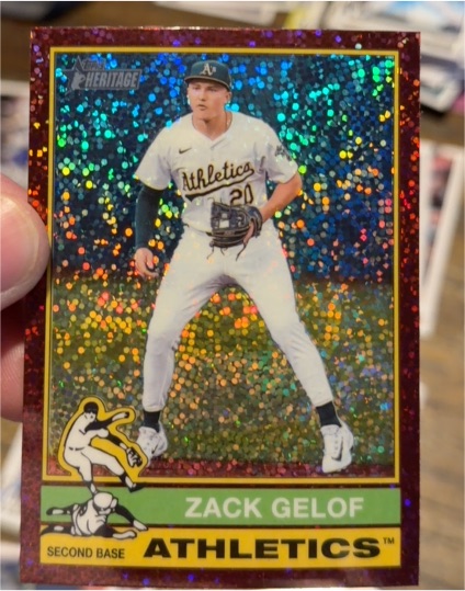 2025 Topps Heritage #170 Zack Gelof Chrome Pink Sparkle Refractor — front