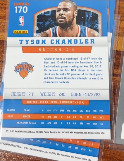 2012-13 Panini Basketball #170 Tyson Chandler — front