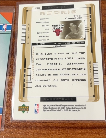 2001 Upper Deck #193 Tyson Chandler Rookie — front
