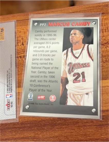 1996 Score Board All Sport PPF #PP2 Marcus Camby — front