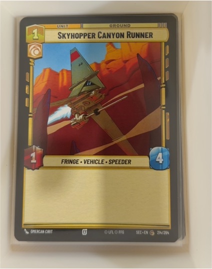 2025 Star Wars Unlimited Secrets of Power #214 Skyhopper Canyon Runner — front