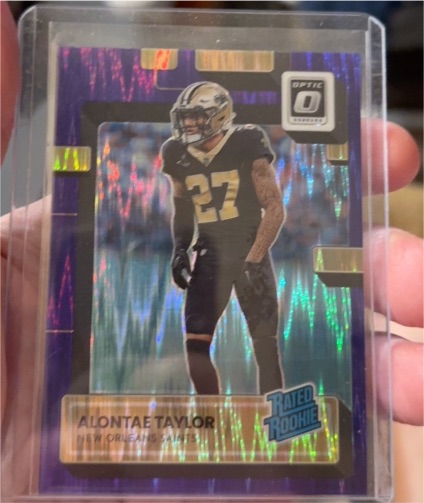 2022 Donruss Optic #300 Alontae Taylor Purple Shock — front