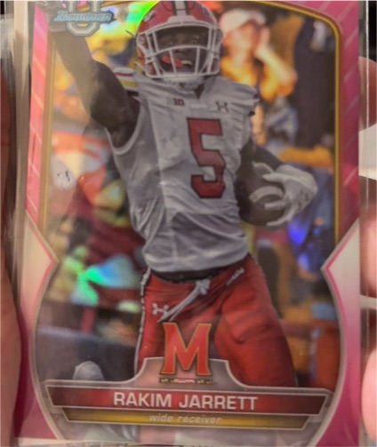 2022 Bowman Chrome University #2 Rakim Jarrett Pink Refractor — front