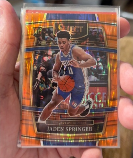 2021-22 Panini Select Concourse Orange Flash Prizm #85 Jaden Springer — front