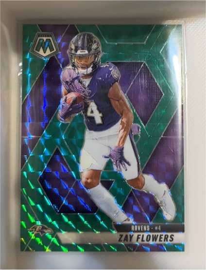 2024 Panini Mosaic #17 Zay Flowers Green Mosaic Prizm — front