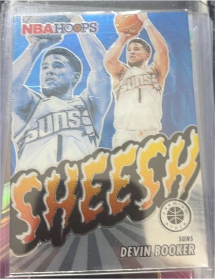 2023-24 Panini NBA Hoops Premium Stock #7 Devin Booker Sheesh Silver Prizm — front