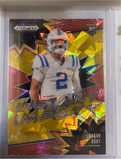 2025 Panini Prizm Draft Picks #II-JDT Jaxson Dart Instant Impact Gold Ice Prizm — front