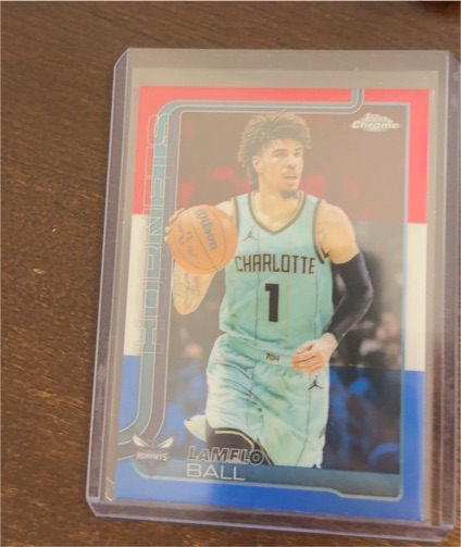 2025-26 Topps Chrome #39 LaMelo Ball Red White Blue Refractor — front
