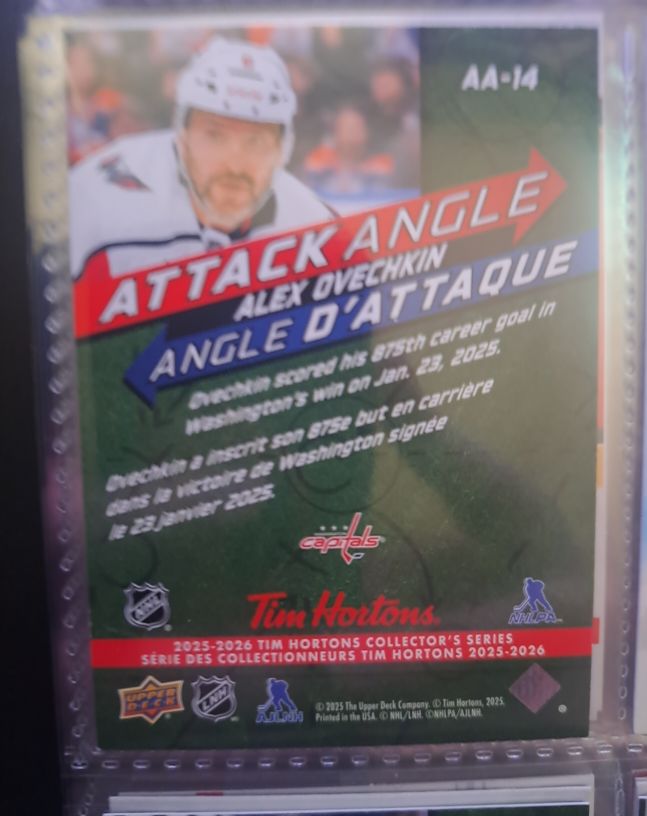 2025-26 Upper Deck Tim Hortons Collector's Series Attack Angle #AA-14 Alex Ovechkin — front