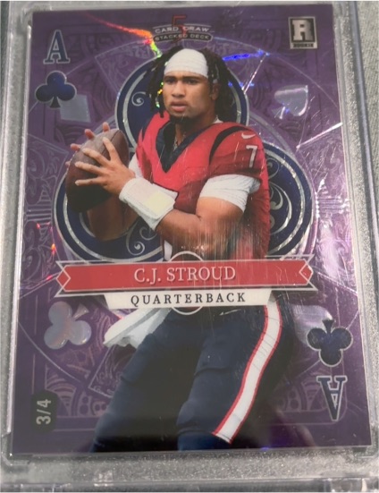 2023 Wild Card 5 Card Draw Stacked Deck #SD-CS CJ Stroud Purple Jack of Clubs 3/4 — front