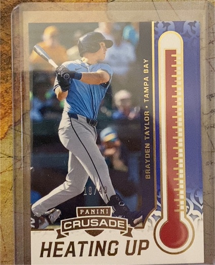 2025 Panini Crusade #26 Brayden Taylor Heating Up Blue Parallel /49 — front