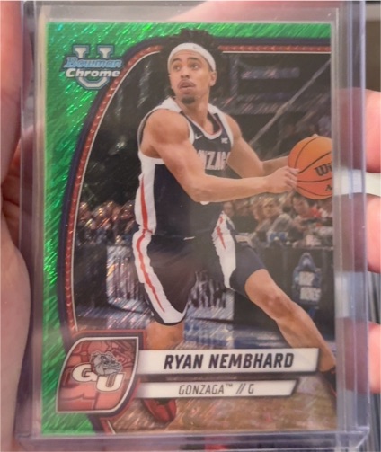 2024-25 Bowman University Chrome #72 Ryan Nembhard Green Shimmer — front