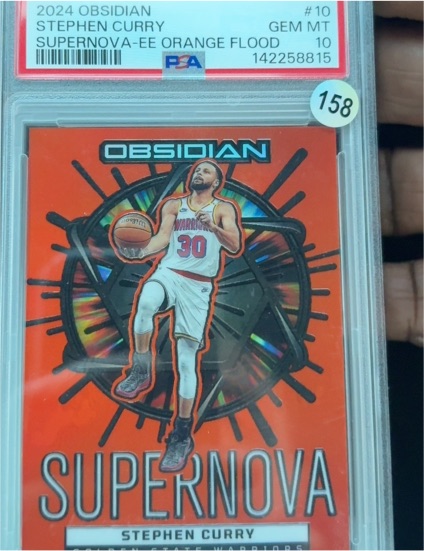 2024 Panini Obsidian #10 Stephen Curry Supernova-Ee Orange Flood — front