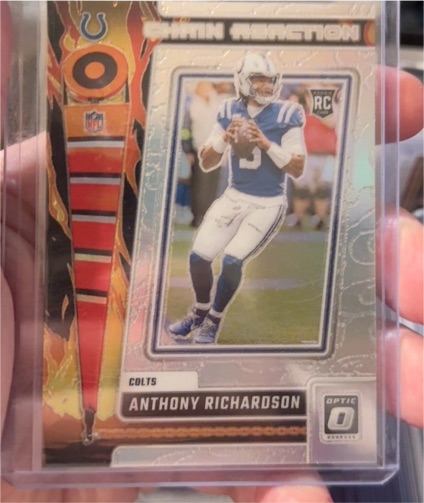 2023 Panini Donruss Optic #CR-AN Anthony Richardson Chain Reaction Silver Prizm — front