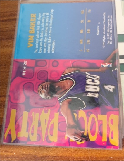 1995-96 SkyBox NBA Hoops #11 Vin Baker Block Party — front
