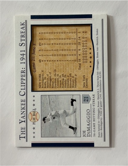 2003 Upper Deck Play Ball #S-21 Joe DiMaggio Yankee Clipper: 1941 Streak — front