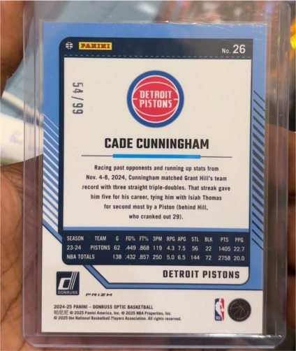 2024-25 Panini Donruss Optic #26 Cade Cunningham — front