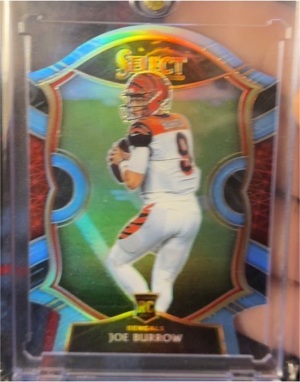 2020 Panini Select #46 Joe Burrow Concourse Light Blue Prizm Die-Cut Rookie — front