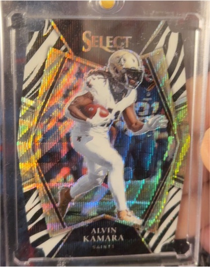 2021 Panini Select Premier Level Die Cut Zebra Prizm #125 Alvin Kamara — front