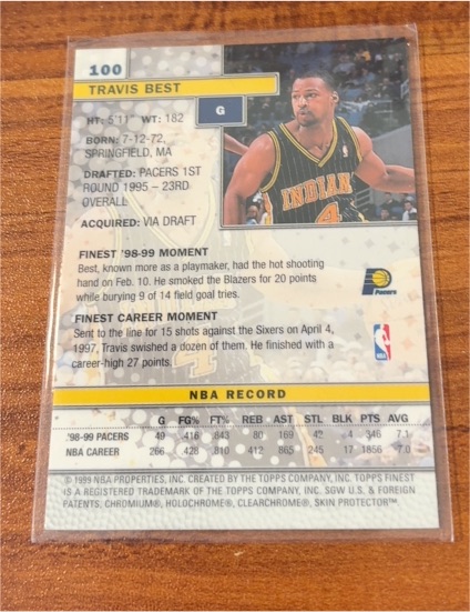 1999-00 Topps Finest #100 Travis Best — front