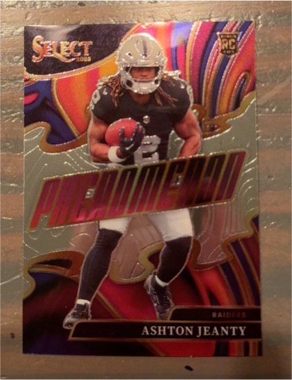 2025 Panini Select #16 Ashton Jeanty Phenomenon Silver Prizm Rookie Card — front