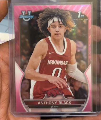 2022-23 Bowman University Chrome #58 Anthony Black Pink Refractor — front