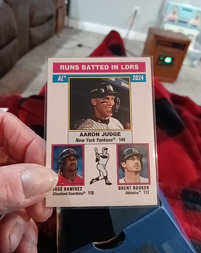 2025 Topps Heritage #196 Aaron Judge AL RBI Leaders — front