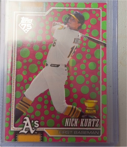 2026 Topps Series 1 #97 Nick Kurtz Holiday Polka Dots Green Pink — front