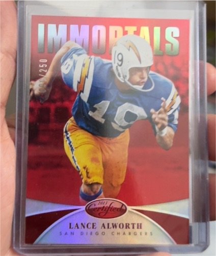 2013 Panini Certified Immortals Mirror Red #186 Lance Alworth — front