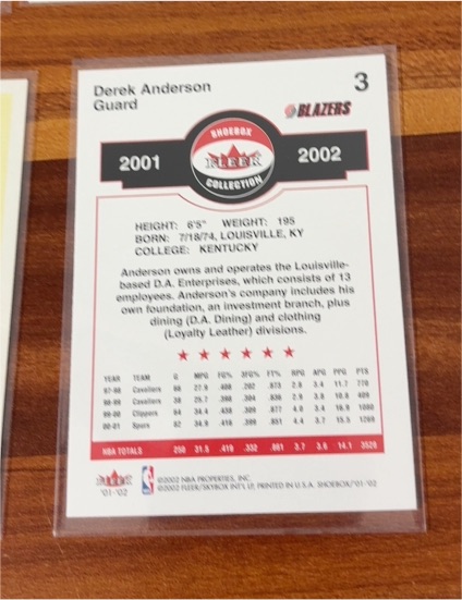 2001-02 Fleer #3 Derek Anderson — front