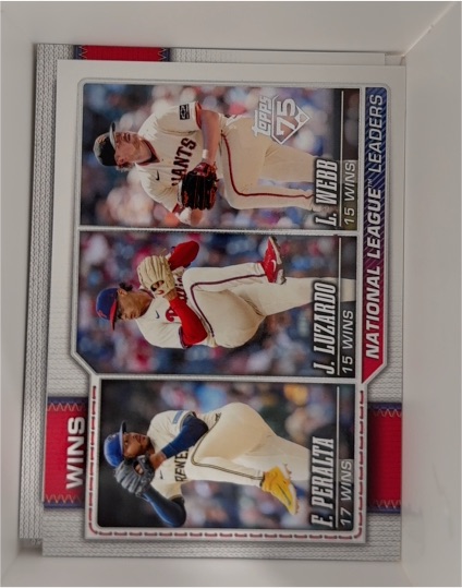 2026 Topps Series 1 #117 National League Wins Leaders (Jesús Luzardo / Freddy Peralta / Logan Webb) — front