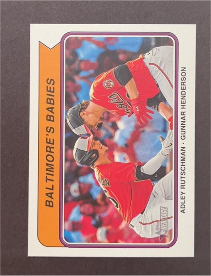 2023 Topps Heritage High Number #CC-4 Baltimore's Babies Adley Rutschman Gunnar Henderson — front