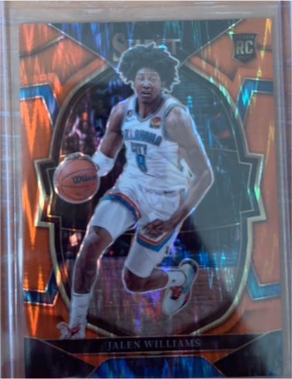 2022-23 Panini Select Concourse #90 Jalen Williams Orange Flash Prizm Rookie Card — front