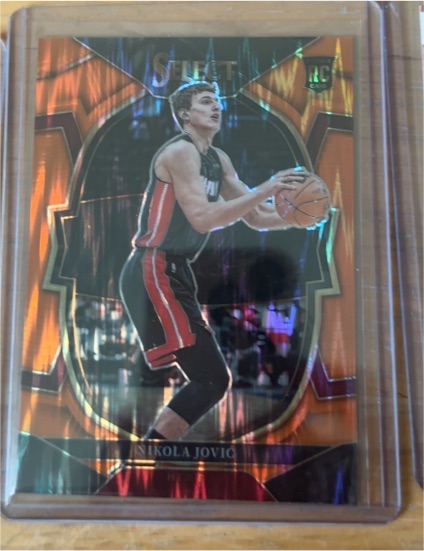 2022-23 Panini Select Concourse #91 Nikola Jovic Orange Flash Prizm Rookie Miami Heat — front