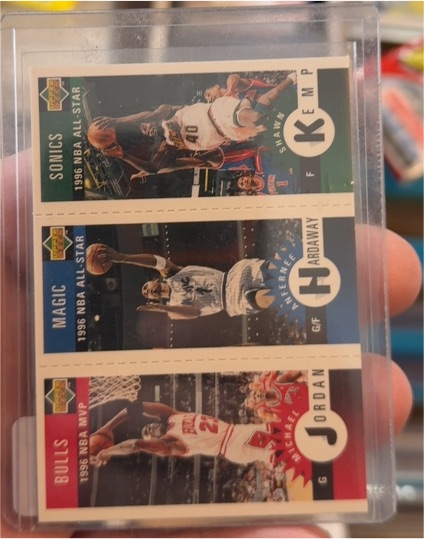 1996-97 Upper Deck Collector's Choice #M11 Michael Jordan / #M60 Anfernee Hardaway / #M78 Shawn Kemp — front