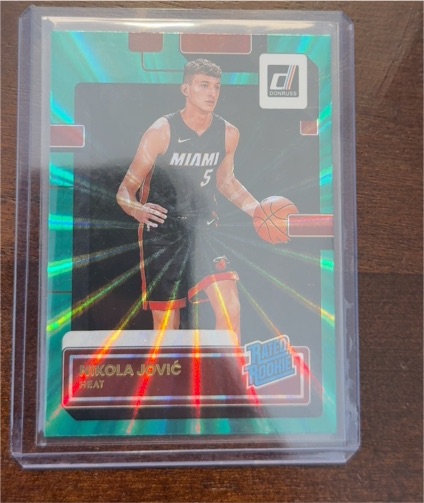 2022-23 Panini Donruss #227 Nikola Jovic Rated Rookie Green Laser — front